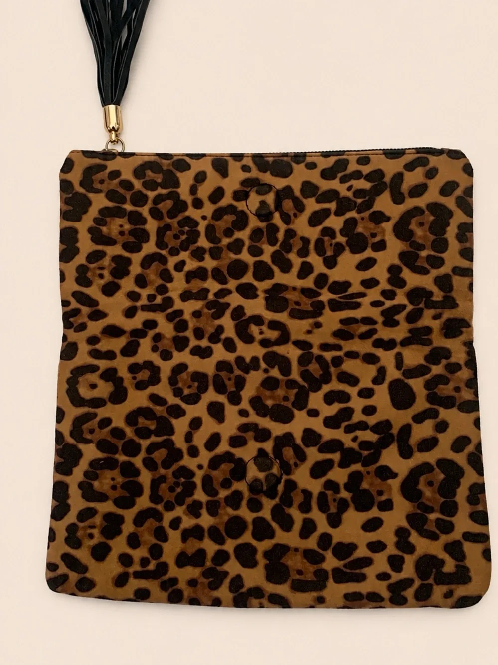 Sole Society Leopard Print Fold-Over Clutch with Tassel